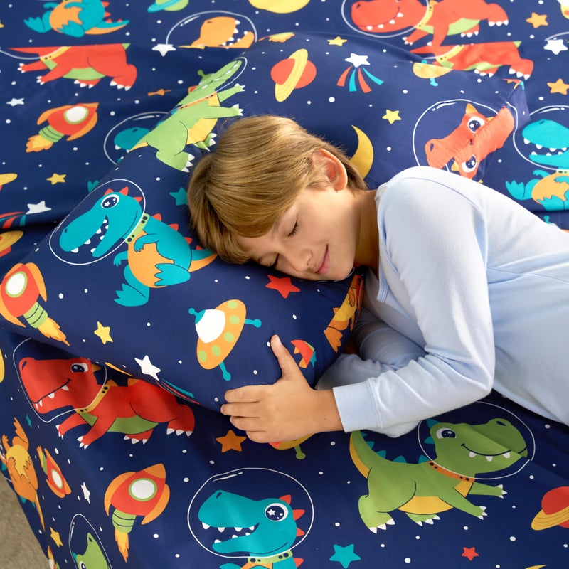 Joiedomi Kids Twin Sheet Set Space Dinosaur - 3 Piece Soft Microfiber Bed Sheets - Deep Pocket Wrinkle Free  Cozy Toddler Bedding Set  Fade Resistant Breathable for Boys Girls Teens - Image 5